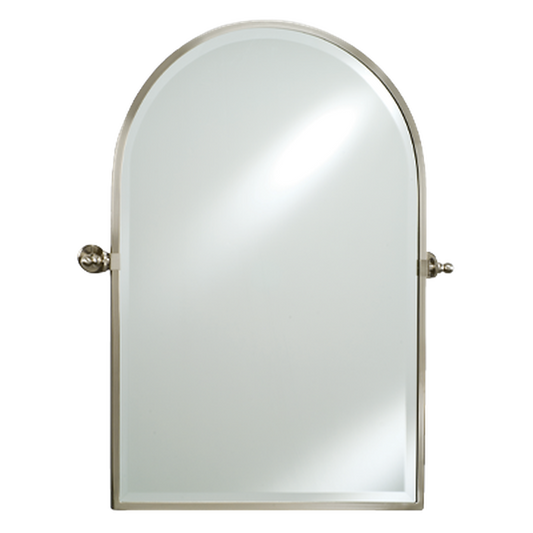 Afina Radiance 20" x 30" Polished Chrome Arch Top Framed Bevel Mirror With Gear Style Tilt Mounting Bracket