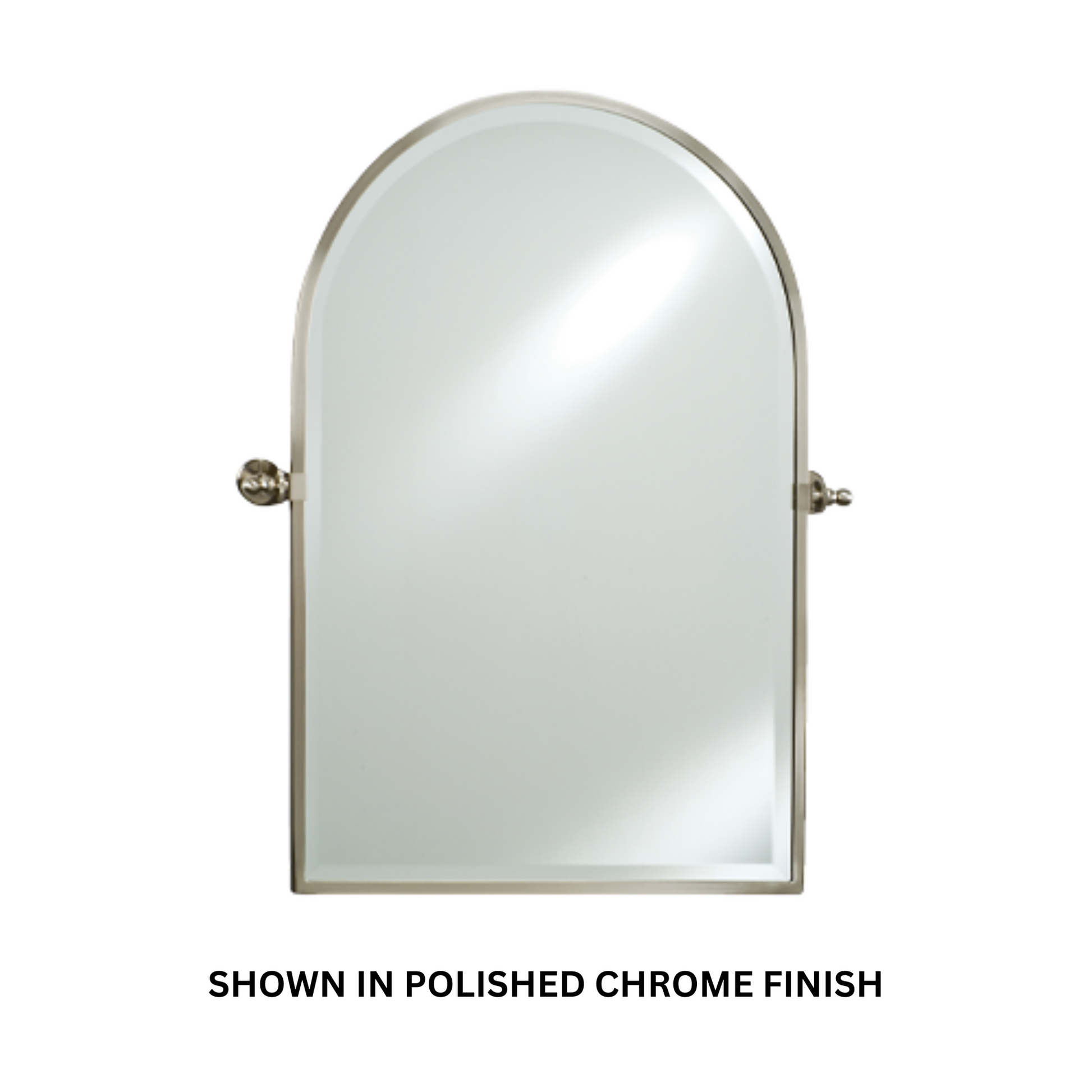 Afina Radiance 20" x 30" Satin Nickel Arch Top Framed Bevel Mirror With Gear Style Tilt Mounting Bracket