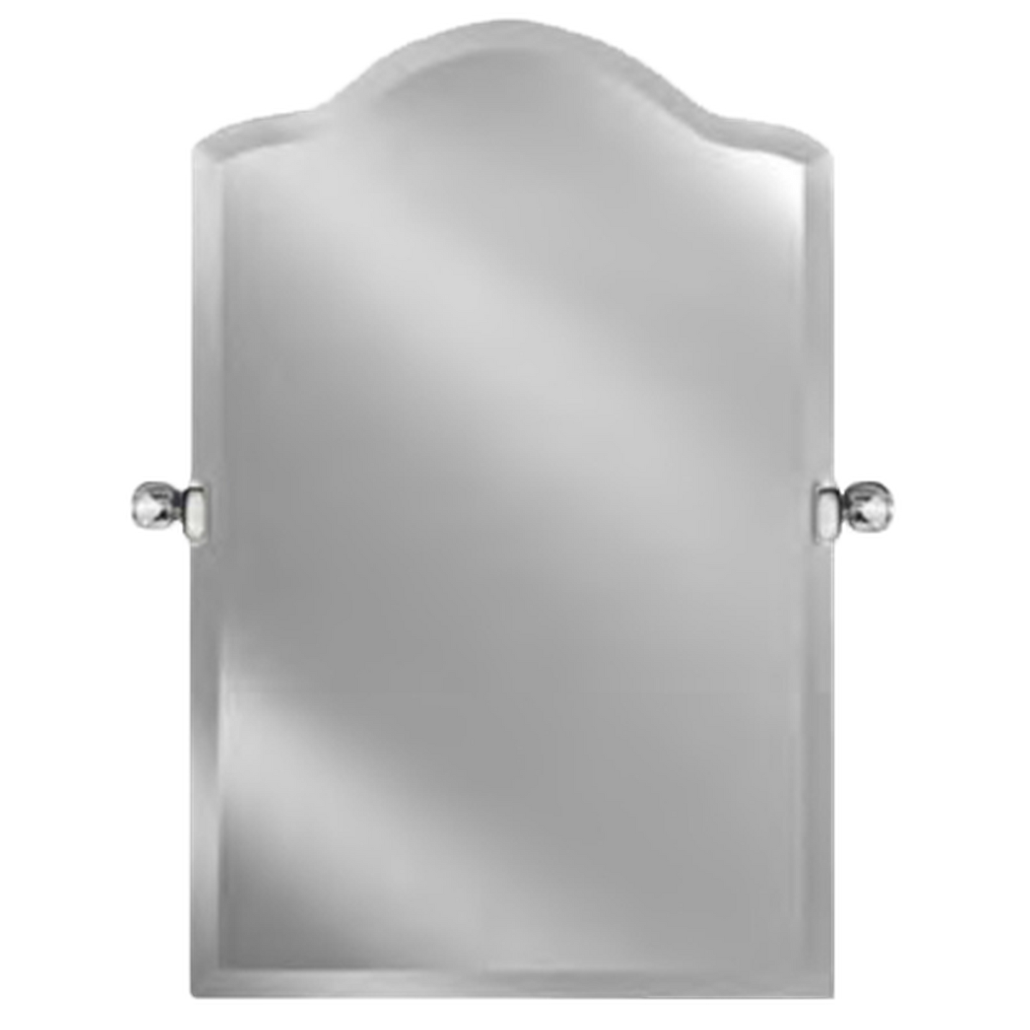 Afina Radiance 20" x 35" Scallop Top Frameless Beveled Wall Mirror With Polished Chrome Contemporary Tilt Bracket