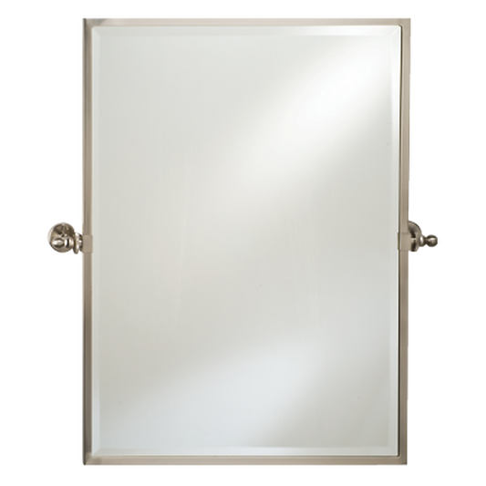 Afina Radiance 24" Polished Chrome Rectangle Framed Bevel Mirror With Gear Style Tilt Mounting Bracket