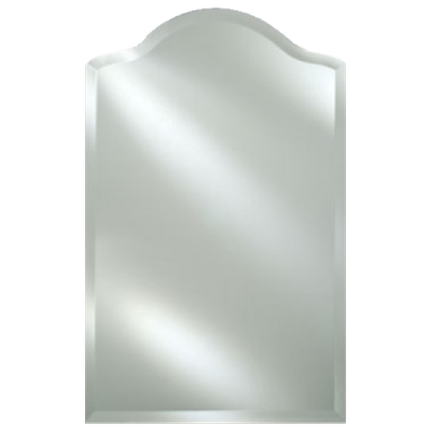 Afina Radiance Frameless 16" x 25" Scallop Top 1" Beveled Mirror