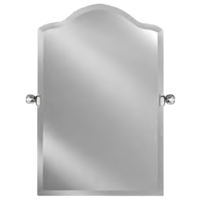 Afina Radiance Frameless 16" x 25" Scallop Top Beveled Mirror With Satin Nickel Transitional Tilt Bracket