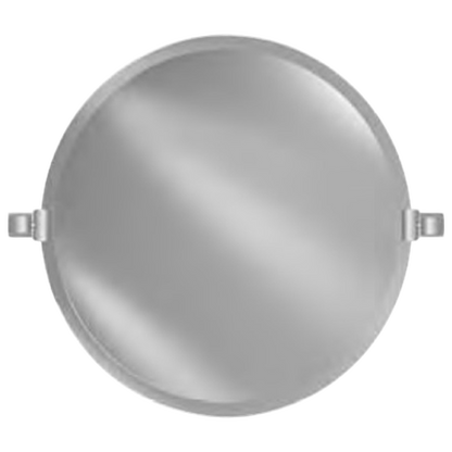 Afina Radiance Frameless 18" Round Beveled Mirror With Polished Chrome Transitional Tilt Bracket