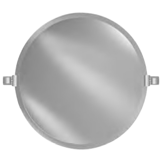 Afina Radiance Frameless 18" Round Beveled Mirror With Polished Nickel Transitional Tilt Bracket