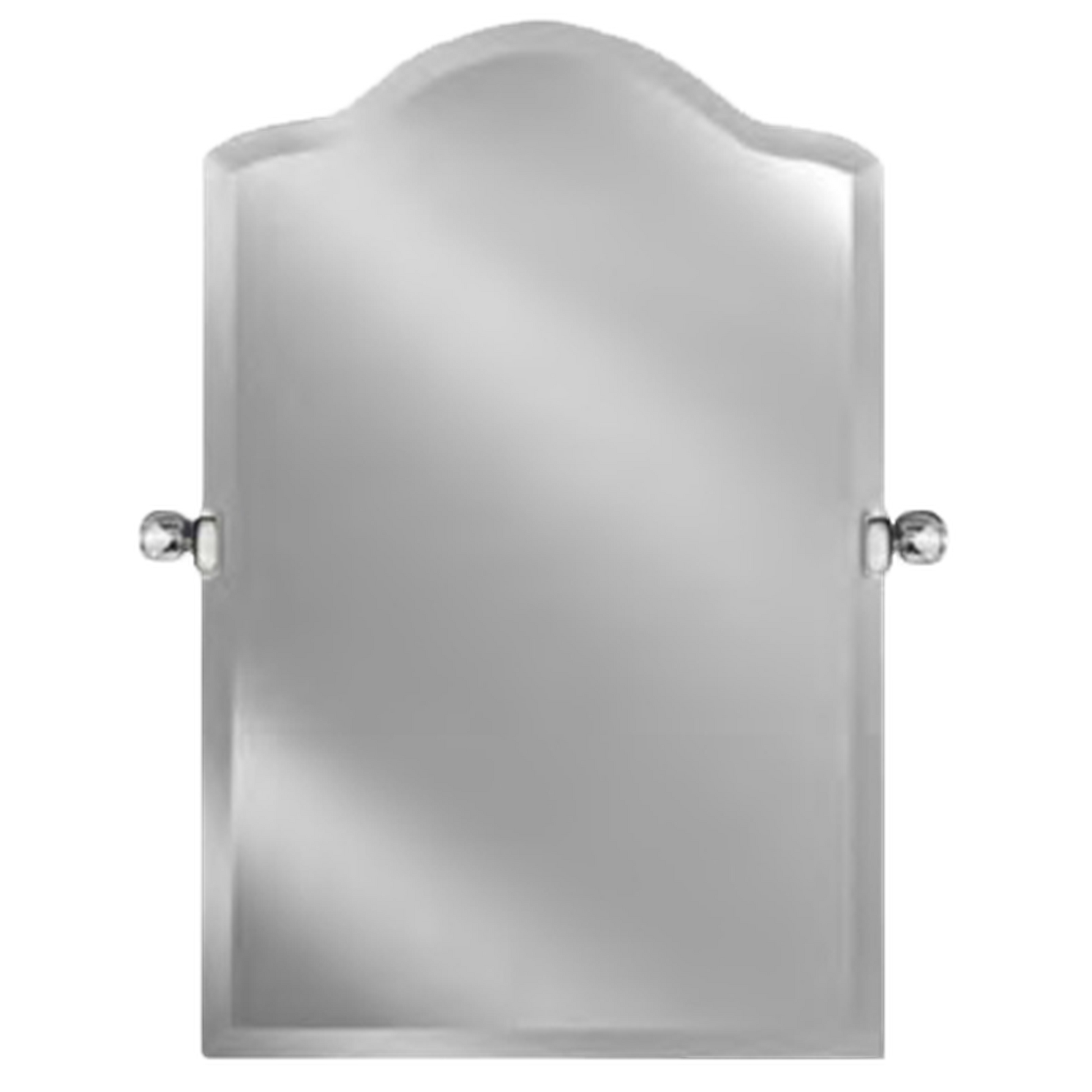 Afina Radiance Frameless 20" x 30" Scallop Top Beveled Mirror With Polished Nickel Transitional Tilt Bracket