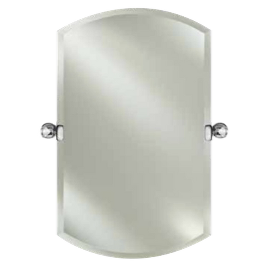 Afina Radiance Frameless 20" x 38" Double Arch Beveled Mirror With Matte Black Transitional Tilt Bracket