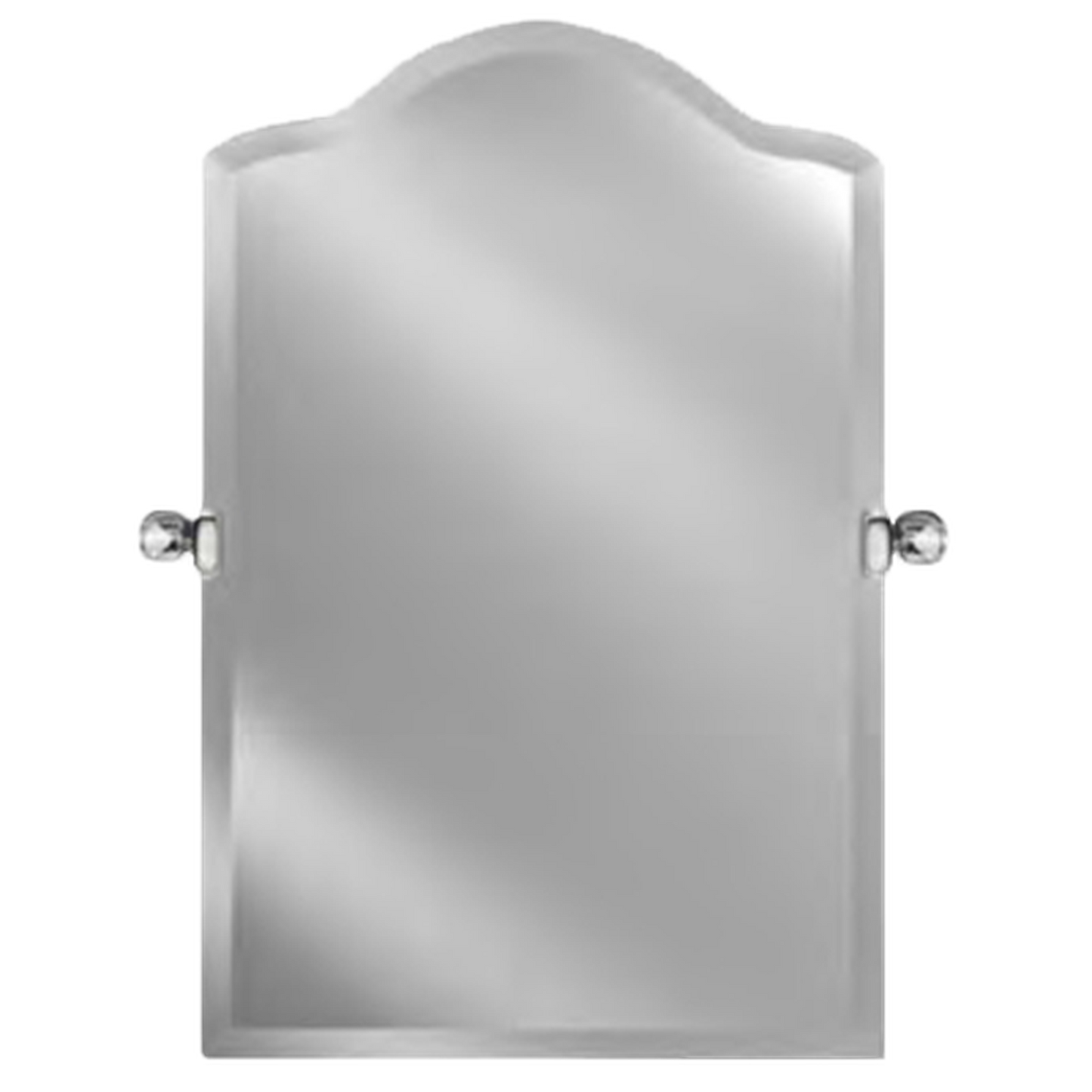 Afina Radiance Frameless 24" x 35" Scallop Top Beveled Mirror With Polished Chrome Transitional Tilt Bracket
