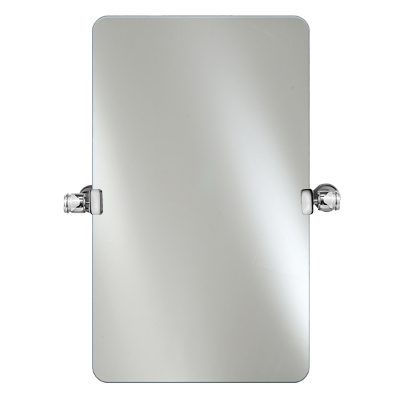 Afina Radiance Frameless 30" x 36" Rectangular Polished Radius Edge Mirror With Satin Nickel Decorative Tilt Bracket