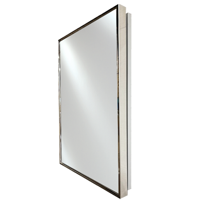 Afina Slim Line 20" x 30" Tempered Glass Shelves Stainless Steel Brushed Satin Framed Single Door Medicine Cabinet