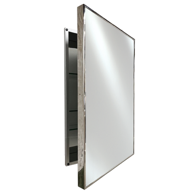 Afina Slim Line 20" x 30" Tempered Glass Shelves Stainless Steel Polished Chrome Framed Single Door Medicine Cabinet