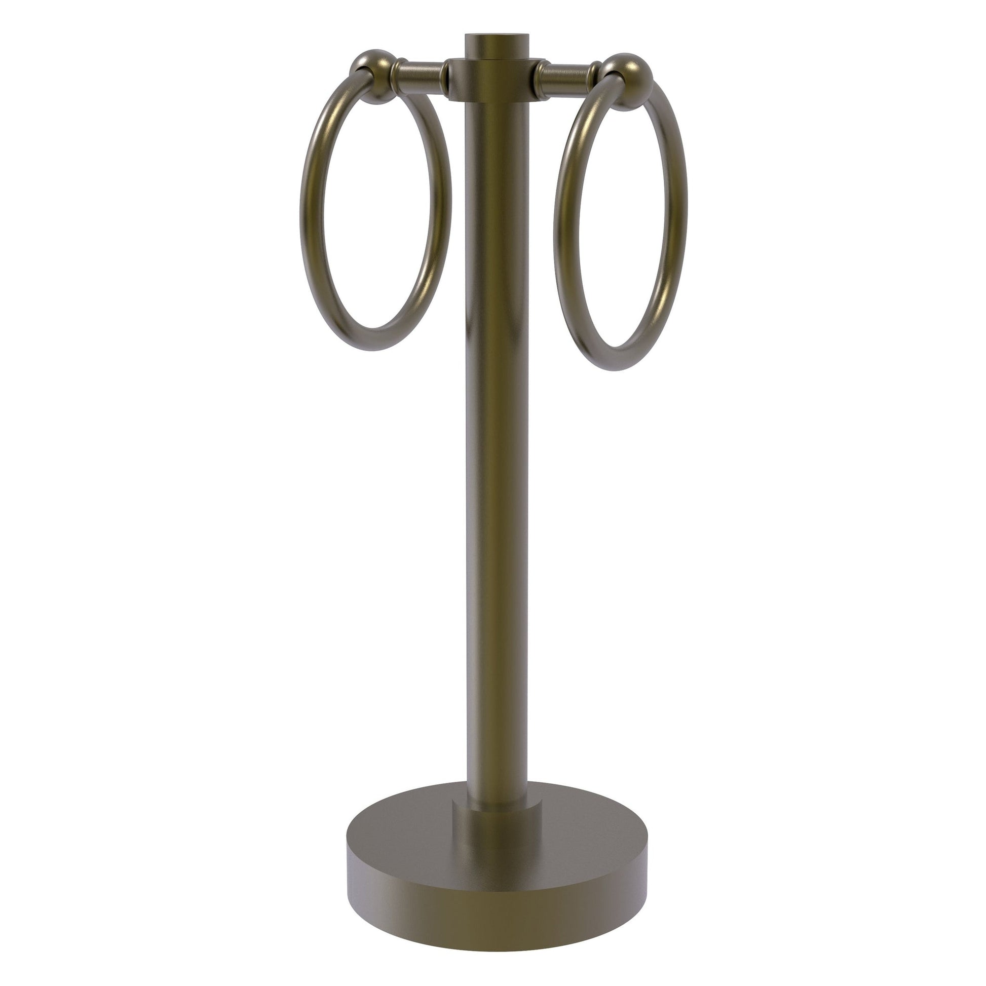Allied Brass 953 5" x 5" Antique Brass Solid Brass Vanity Top 2-Ring Guest Towel Holder