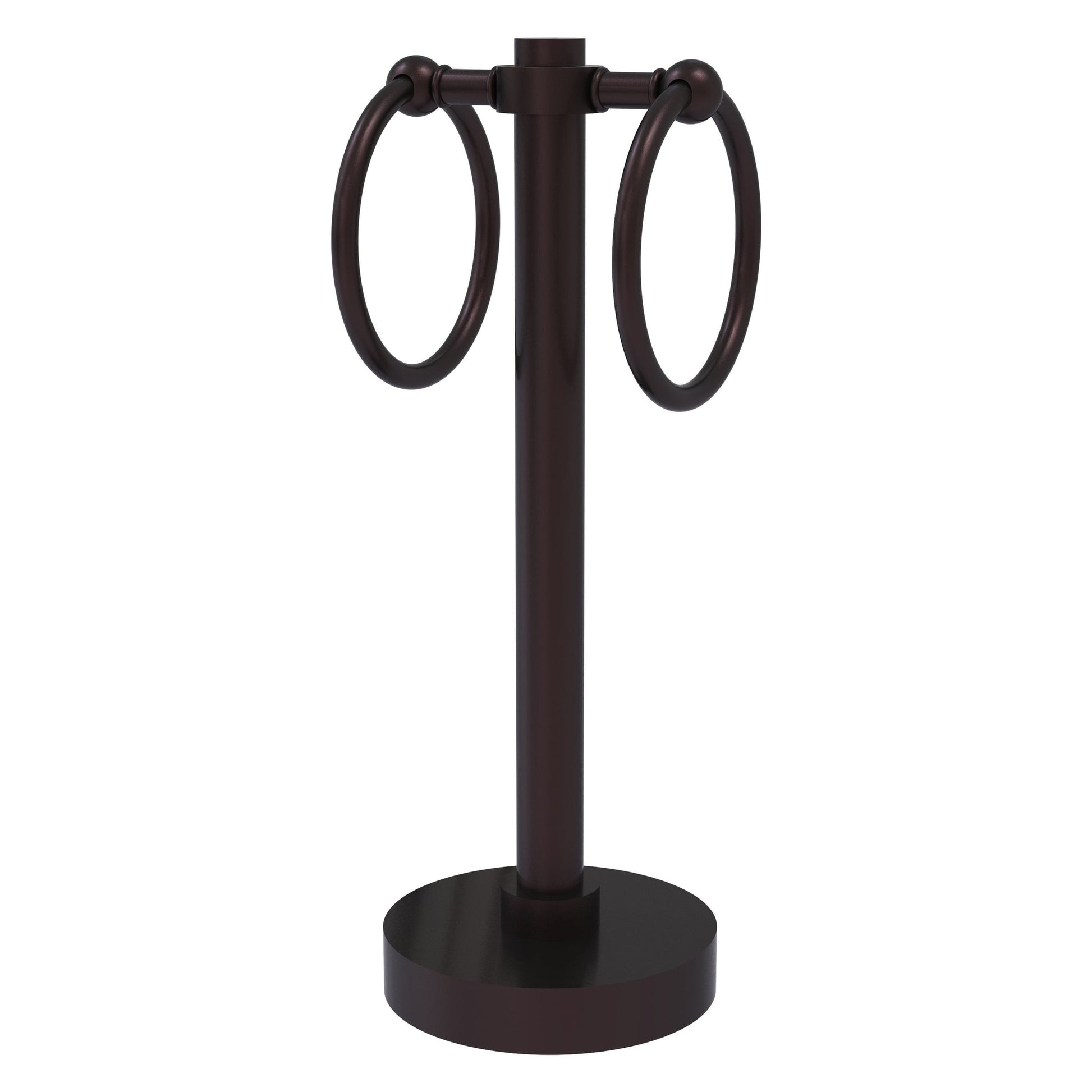 Allied Brass 953 5" x 5" Antique Bronze Solid Brass Vanity Top 2-Ring Guest Towel Holder