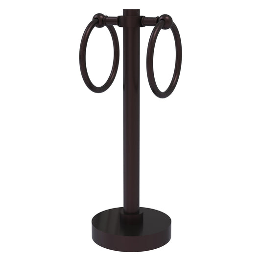 Allied Brass 953 5" x 5" Antique Bronze Solid Brass Vanity Top 2-Ring Guest Towel Holder