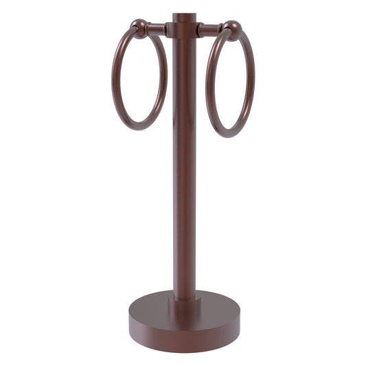 Allied Brass 953 5" x 5" Antique Copper Solid Brass Vanity Top 2-Ring Guest Towel Holder
