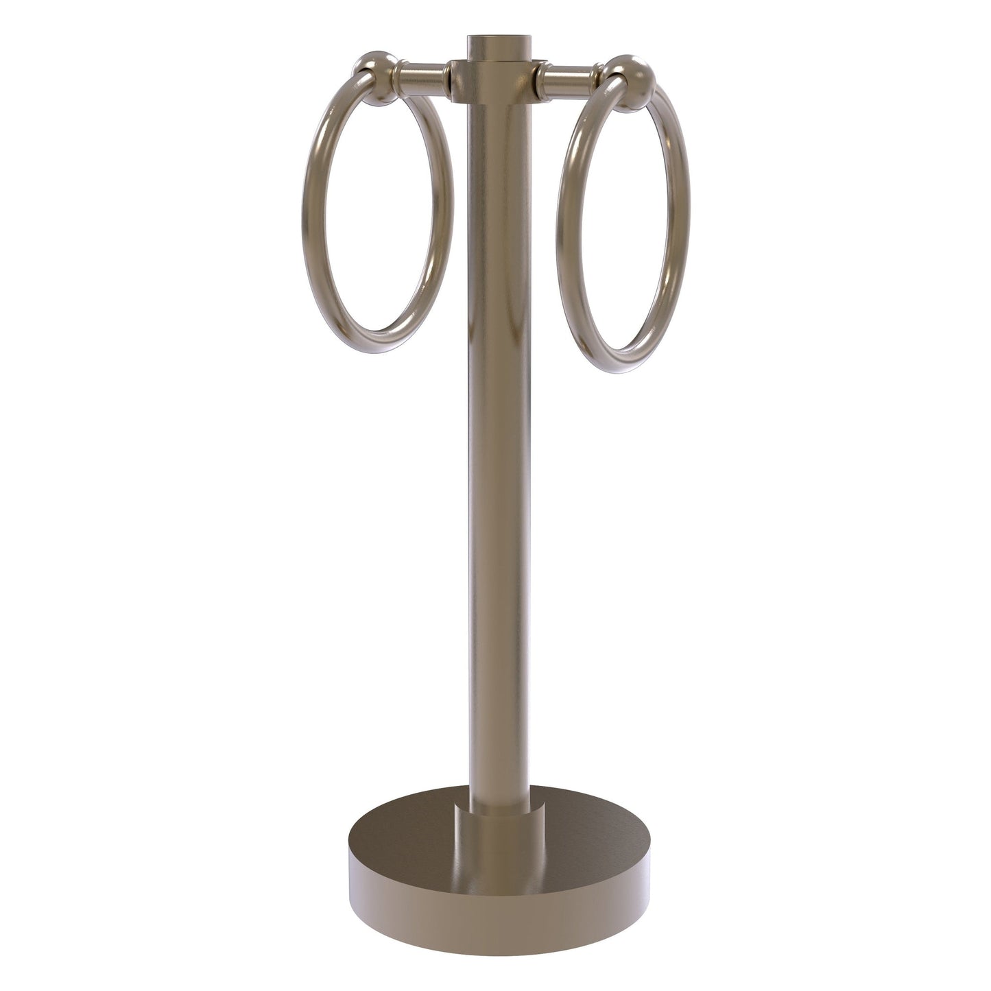 Allied Brass 953 5" x 5" Antique Pewter Solid Brass Vanity Top 2-Ring Guest Towel Holder