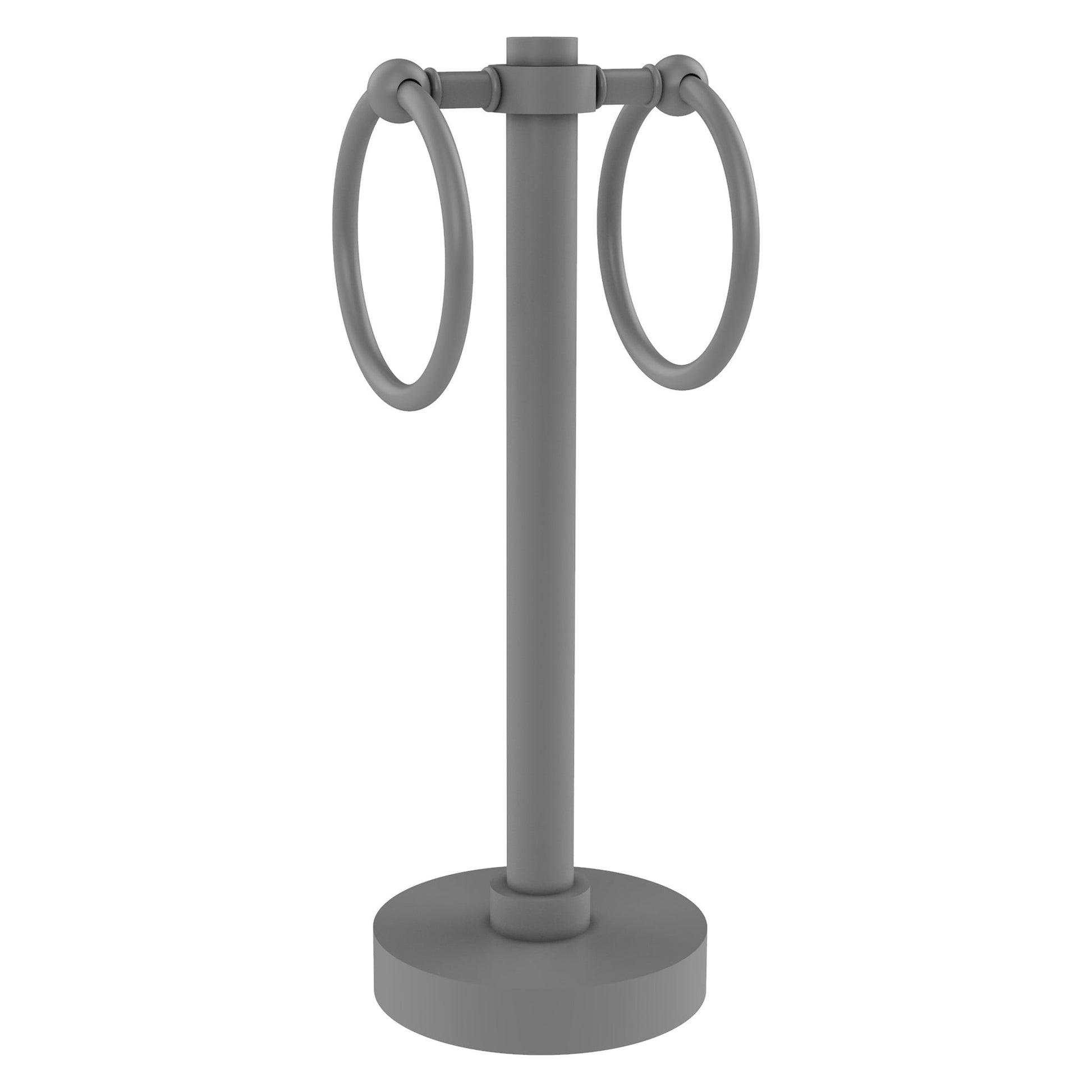 Allied Brass 953 5" x 5" Matte Gray Solid Brass Vanity Top 2-Ring Guest Towel Holder