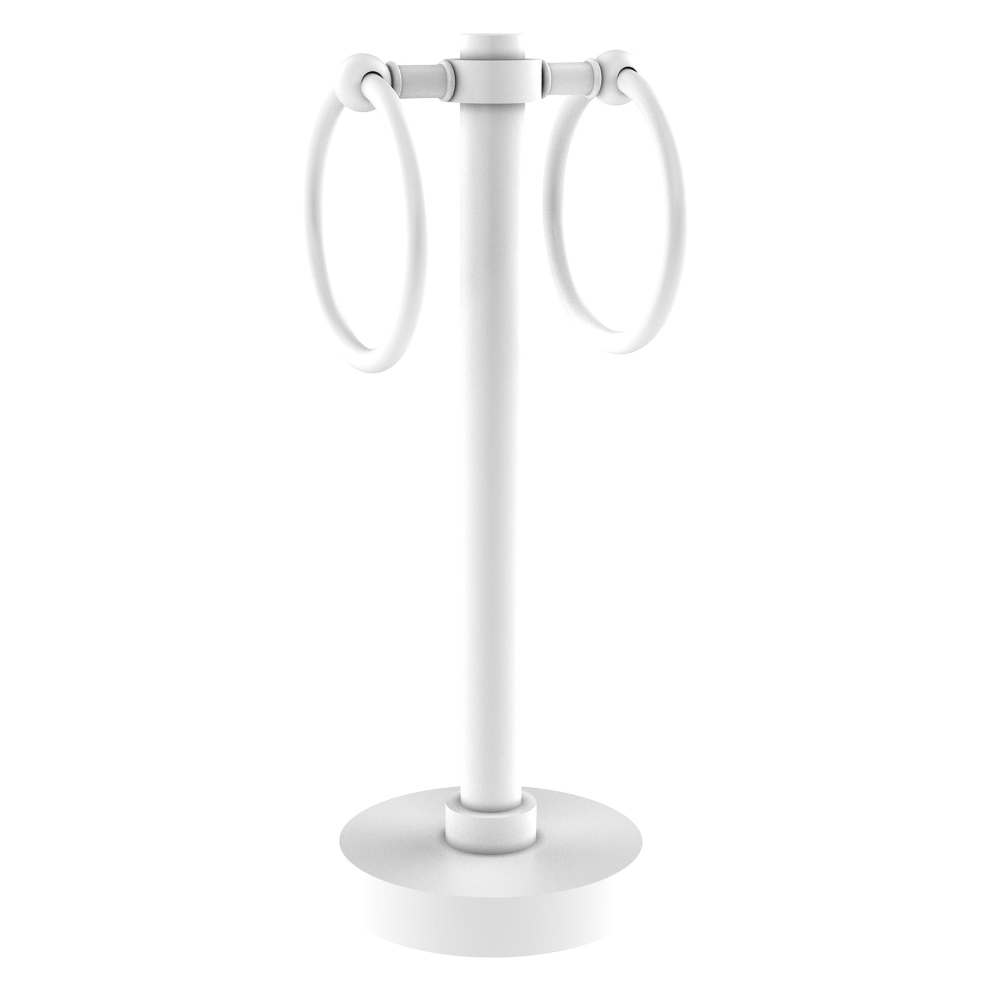 Allied Brass 953 5" x 5" Matte White Solid Brass Vanity Top 2-Ring Guest Towel Holder
