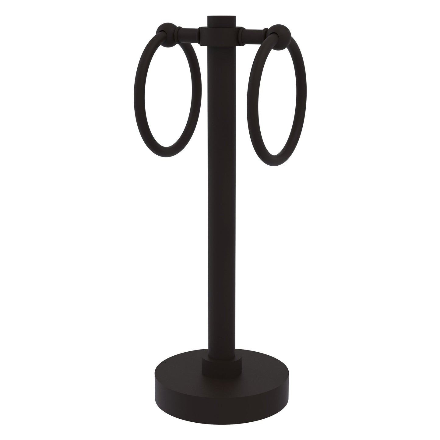 Allied Brass 953 5" x 5" Oil Rubbed Bronze Solid Brass Vanity Top 2-Ring Guest Towel Holder