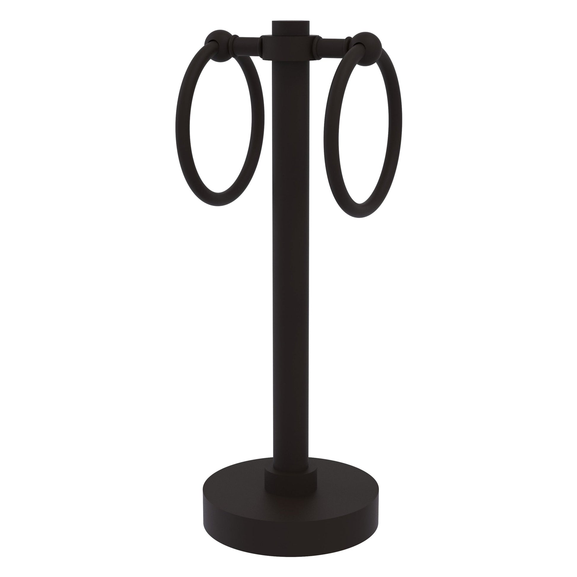 Allied Brass 953 5" x 5" Oil Rubbed Bronze Solid Brass Vanity Top 2-Ring Guest Towel Holder