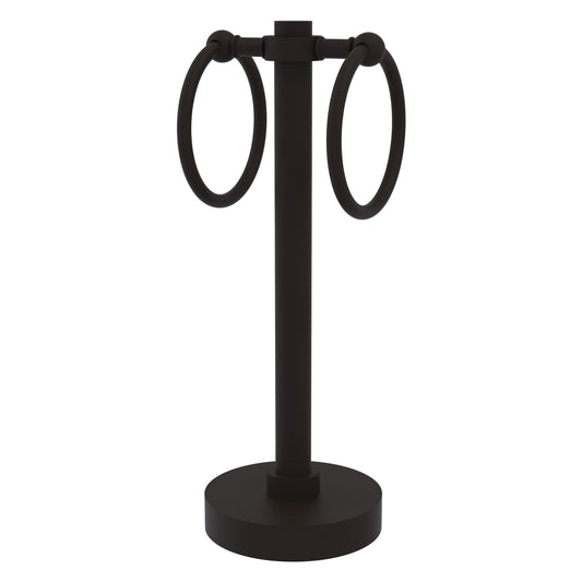 Allied Brass 953 5" x 5" Oil Rubbed Bronze Solid Brass Vanity Top 2-Ring Guest Towel Holder