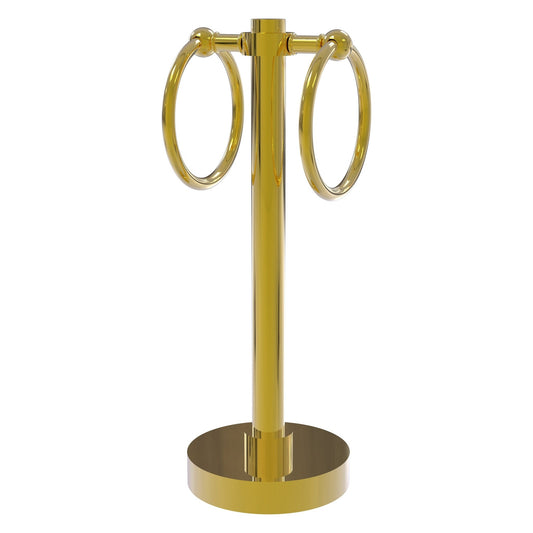 Allied Brass 953 5" x 5" Polished Brass Solid Brass Vanity Top 2-Ring Guest Towel Holder