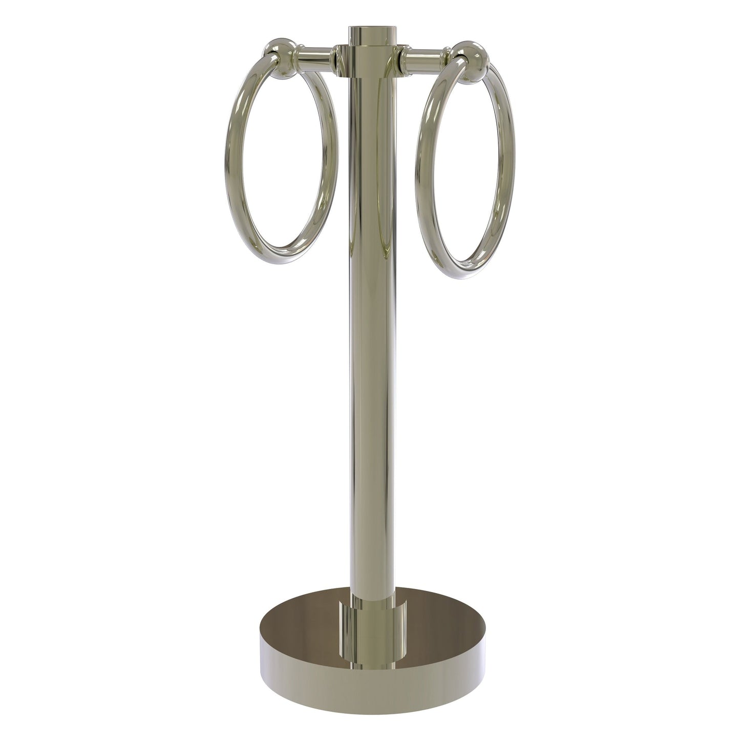 Allied Brass 953 5" x 5" Polished Nickel Solid Brass Vanity Top 2-Ring Guest Towel Holder