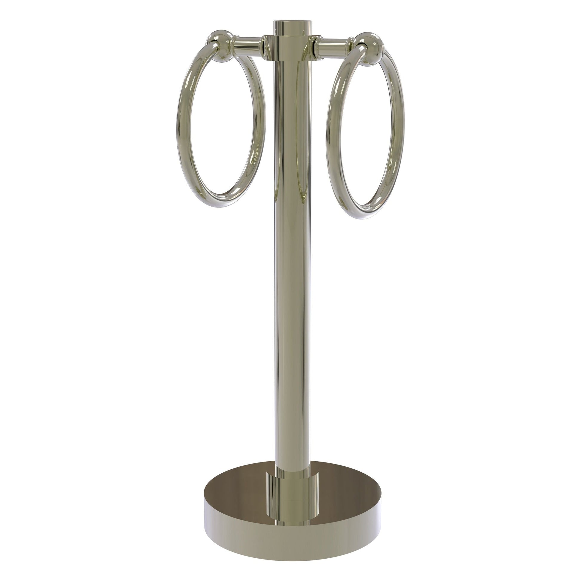 Allied Brass 953 5" x 5" Polished Nickel Solid Brass Vanity Top 2-Ring Guest Towel Holder