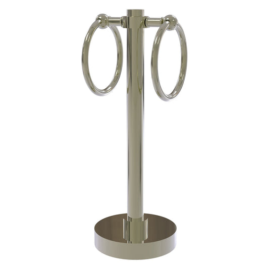 Allied Brass 953 5" x 5" Polished Nickel Solid Brass Vanity Top 2-Ring Guest Towel Holder