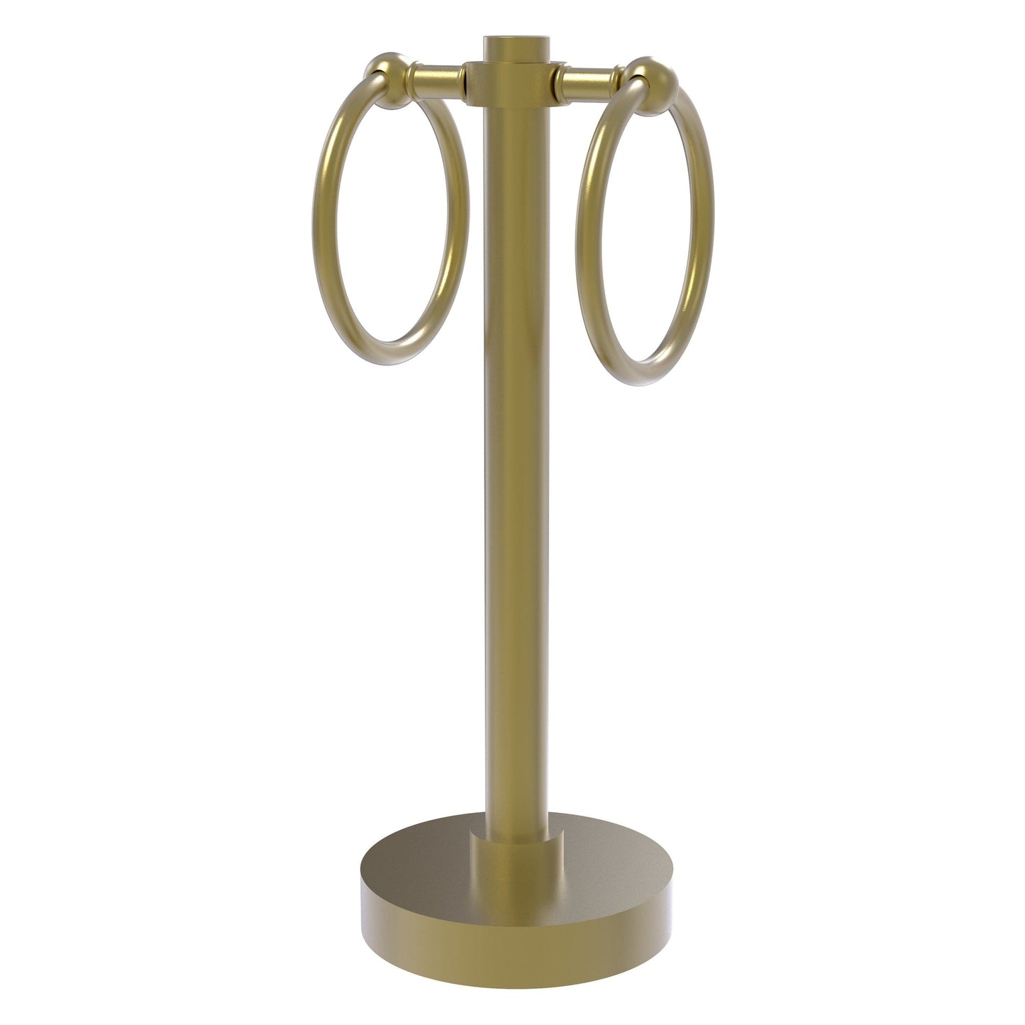 Allied Brass 953 5" x 5" Satin Brass Solid Brass Vanity Top 2-Ring Guest Towel Holder