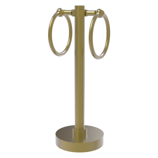 Allied Brass 953 5" x 5" Satin Brass Solid Brass Vanity Top 2-Ring Guest Towel Holder