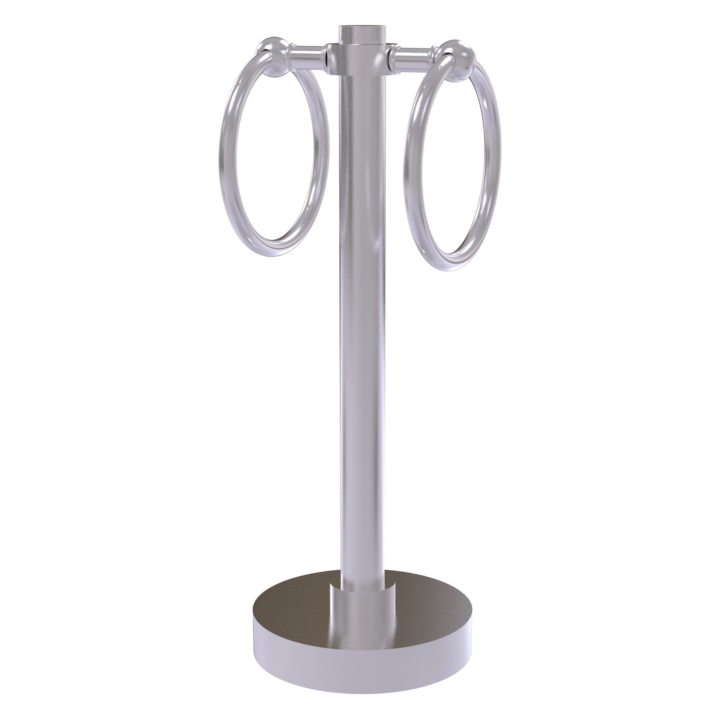 Allied Brass 953 5" x 5" Satin Chrome Solid Brass Vanity Top 2-Ring Guest Towel Holder