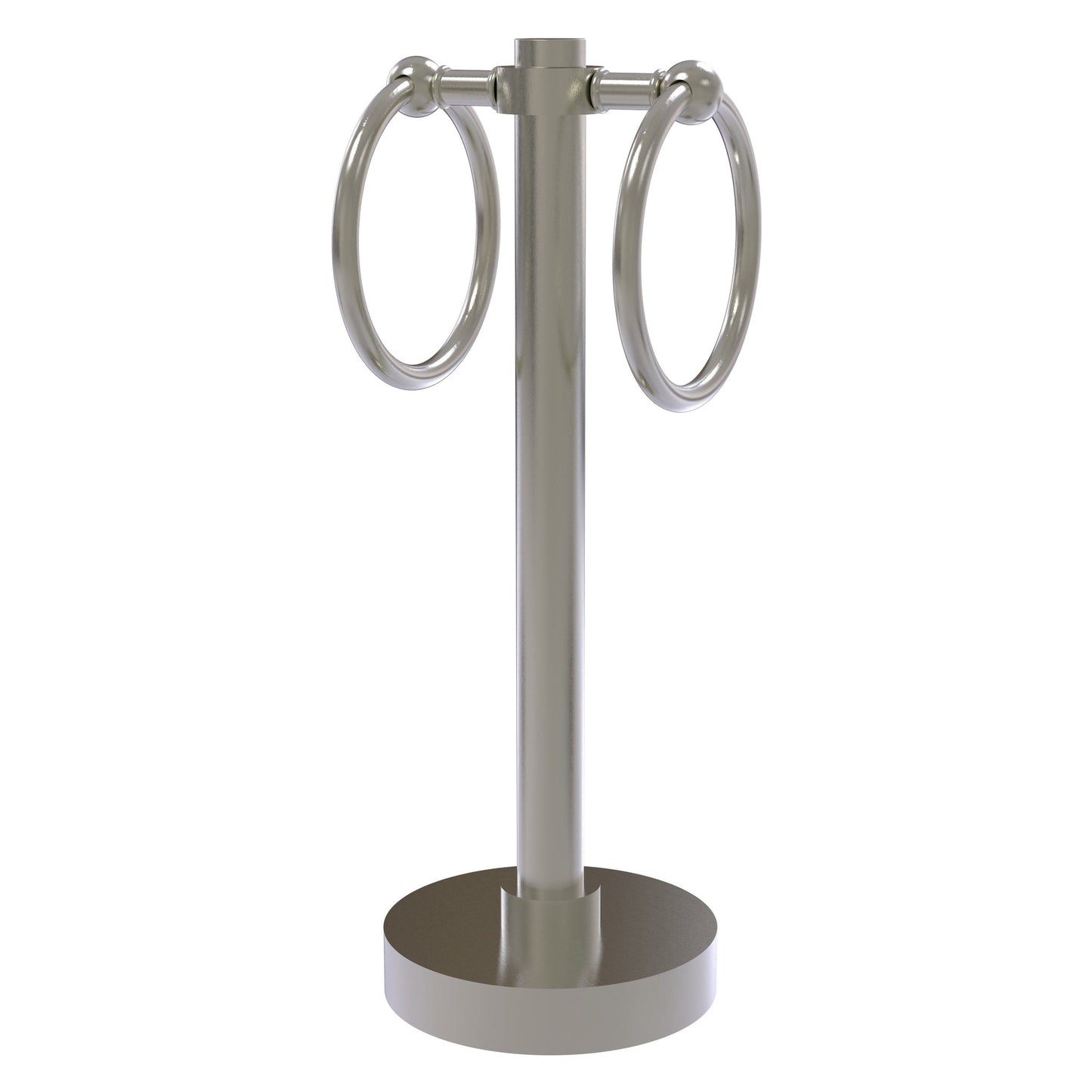 Allied Brass 953 5" x 5" Satin Nickel Solid Brass Vanity Top 2-Ring Guest Towel Holder