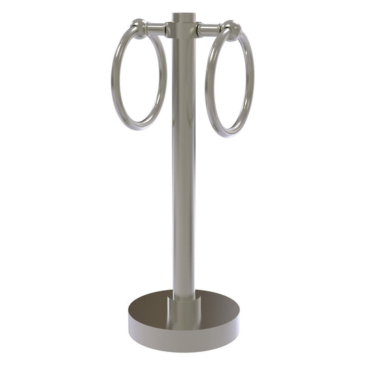 Allied Brass 953 5" x 5" Satin Nickel Solid Brass Vanity Top 2-Ring Guest Towel Holder