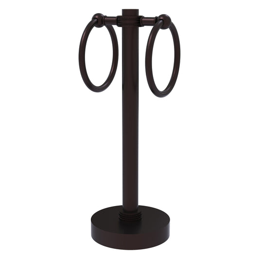 Allied Brass 953D 5" x 5" Antique Bronze Solid Brass Vanity Top 2-Ring Guest Towel Holder With Dotted Accents