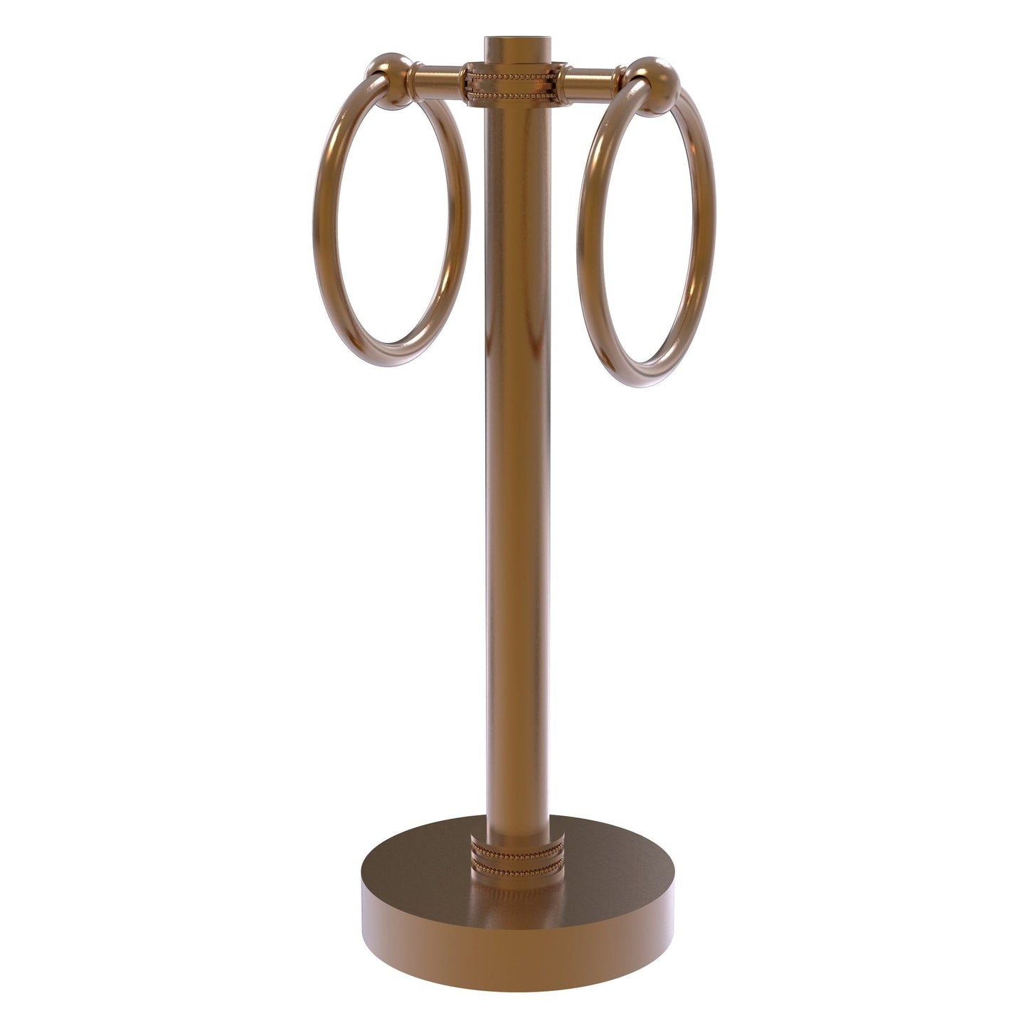 Allied Brass 953D 5" x 5" Brushed Bronze Solid Brass Vanity Top 2-Ring Guest Towel Holder With Dotted Accents