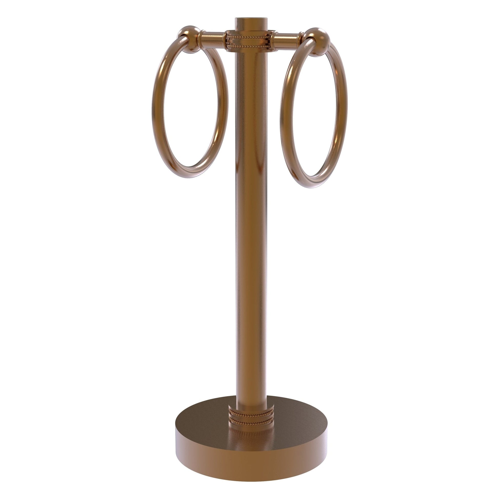 Allied Brass 953D 5" x 5" Brushed Bronze Solid Brass Vanity Top 2-Ring Guest Towel Holder With Dotted Accents