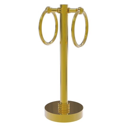 Allied Brass 953D 5" x 5" Polished Brass Solid Brass Vanity Top 2-Ring Guest Towel Holder With Dotted Accents