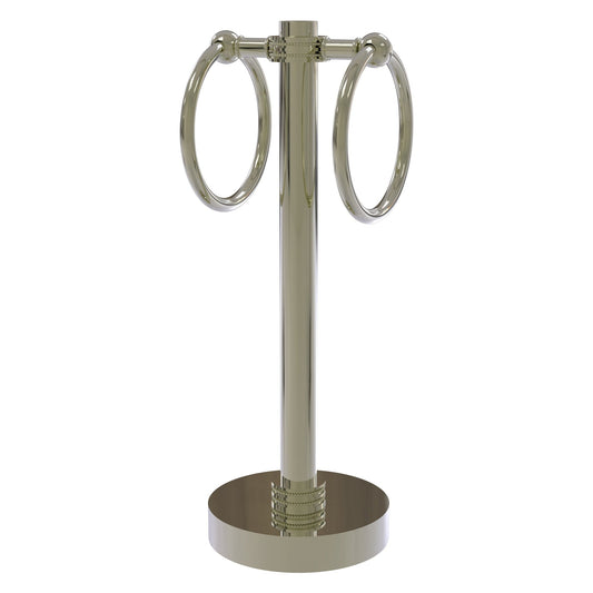 Allied Brass 953D 5" x 5" Polished Nickel Solid Brass Vanity Top 2-Ring Guest Towel Holder With Dotted Accents