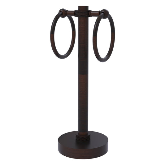 Allied Brass 953D 5" x 5" Venetian Bronze Solid Brass Vanity Top 2-Ring Guest Towel Holder With Dotted Accents