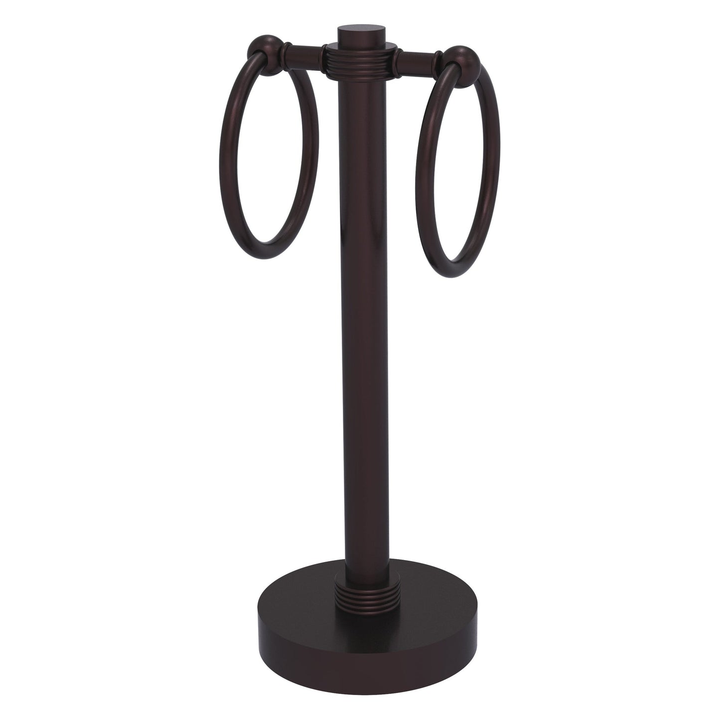 Allied Brass 953G 5" x 5" Antique Bronze Solid Brass Vanity Top 2-Ring Guest Towel Holder With Grooved Accents