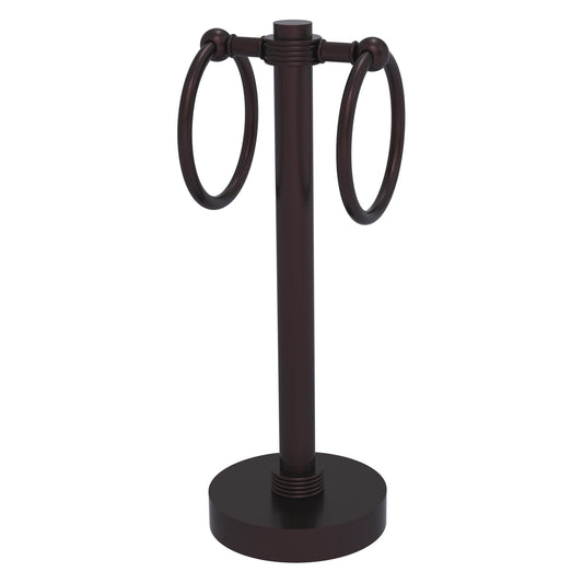 Allied Brass 953G 5" x 5" Antique Bronze Solid Brass Vanity Top 2-Ring Guest Towel Holder With Grooved Accents