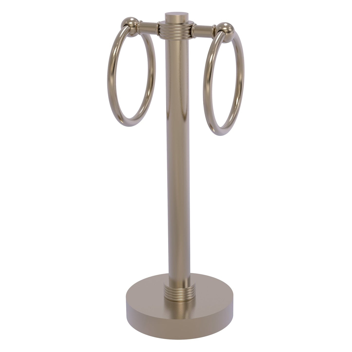 Allied Brass 953G 5" x 5" Antique Pewter Solid Brass Vanity Top 2-Ring Guest Towel Holder With Grooved Accents