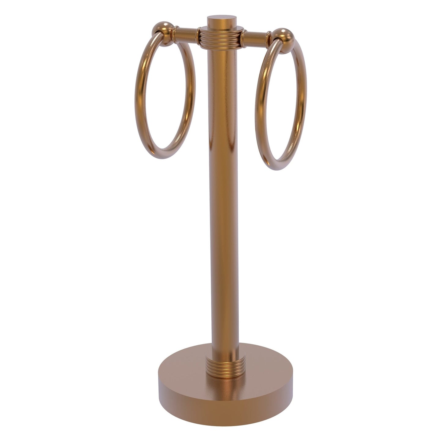Allied Brass 953G 5" x 5" Brushed Bronze Solid Brass Vanity Top 2-Ring Guest Towel Holder With Grooved Accents