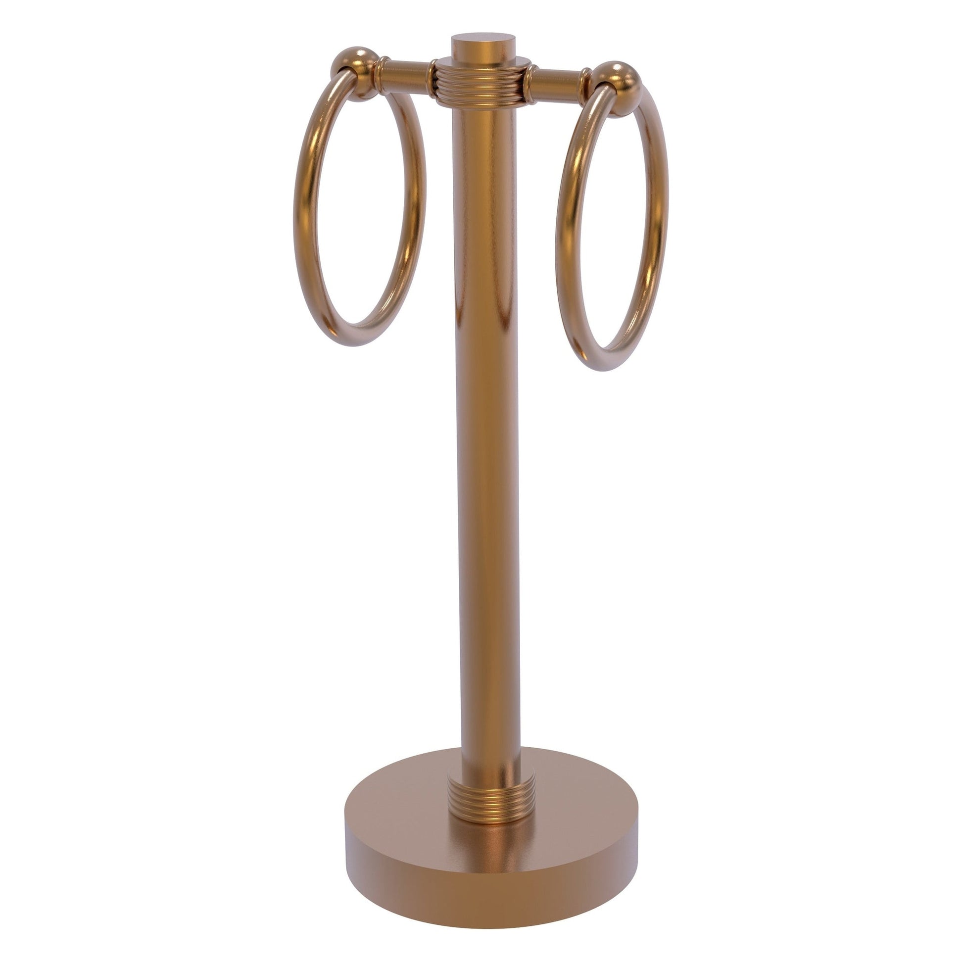 Allied Brass 953G 5" x 5" Brushed Bronze Solid Brass Vanity Top 2-Ring Guest Towel Holder With Grooved Accents
