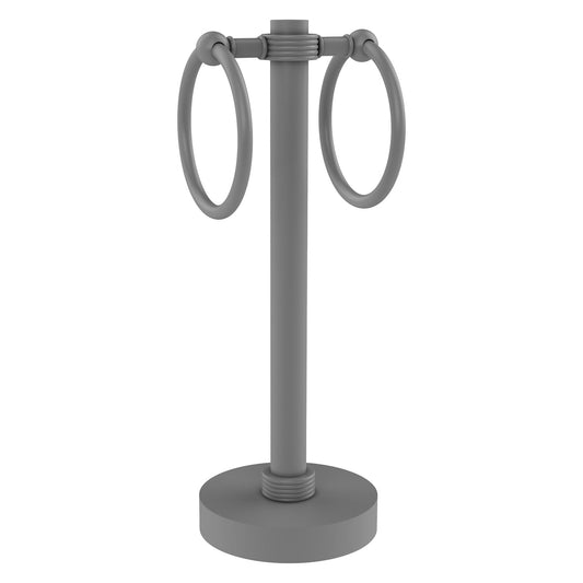Allied Brass 953G 5" x 5" Matte Gray Solid Brass Vanity Top 2-Ring Guest Towel Holder With Grooved Accents
