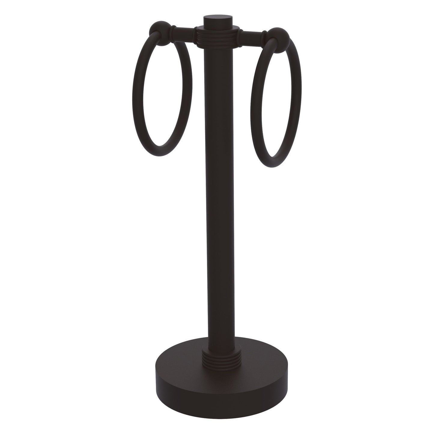 Allied Brass 953G 5" x 5" Oil Rubbed Bronze Solid Brass Vanity Top 2-Ring Guest Towel Holder With Grooved Accents
