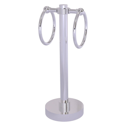Allied Brass 953G 5" x 5" Polished Chrome Solid Brass Vanity Top 2-Ring Guest Towel Holder With Grooved Accents