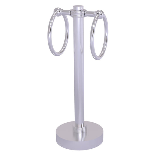 Allied Brass 953G 5" x 5" Satin Chrome Solid Brass Vanity Top 2-Ring Guest Towel Holder With Grooved Accents