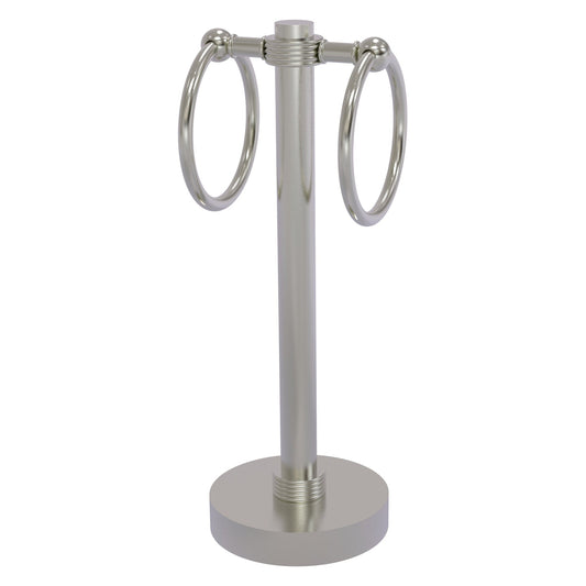 Allied Brass 953G 5" x 5" Satin Nickel Solid Brass Vanity Top 2-Ring Guest Towel Holder With Grooved Accents