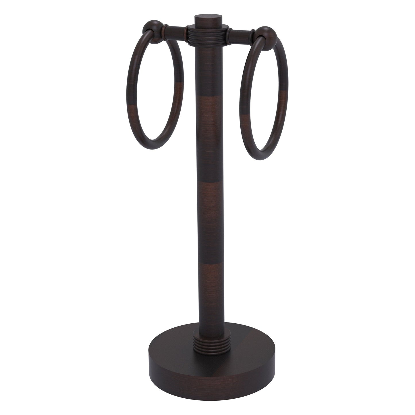 Allied Brass 953G 5" x 5" Venetian Bronze Solid Brass Vanity Top 2-Ring Guest Towel Holder With Grooved Accents